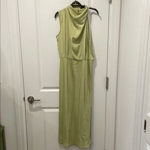 Green Sheath Maxi Dress Cowl Neck Sleeveless